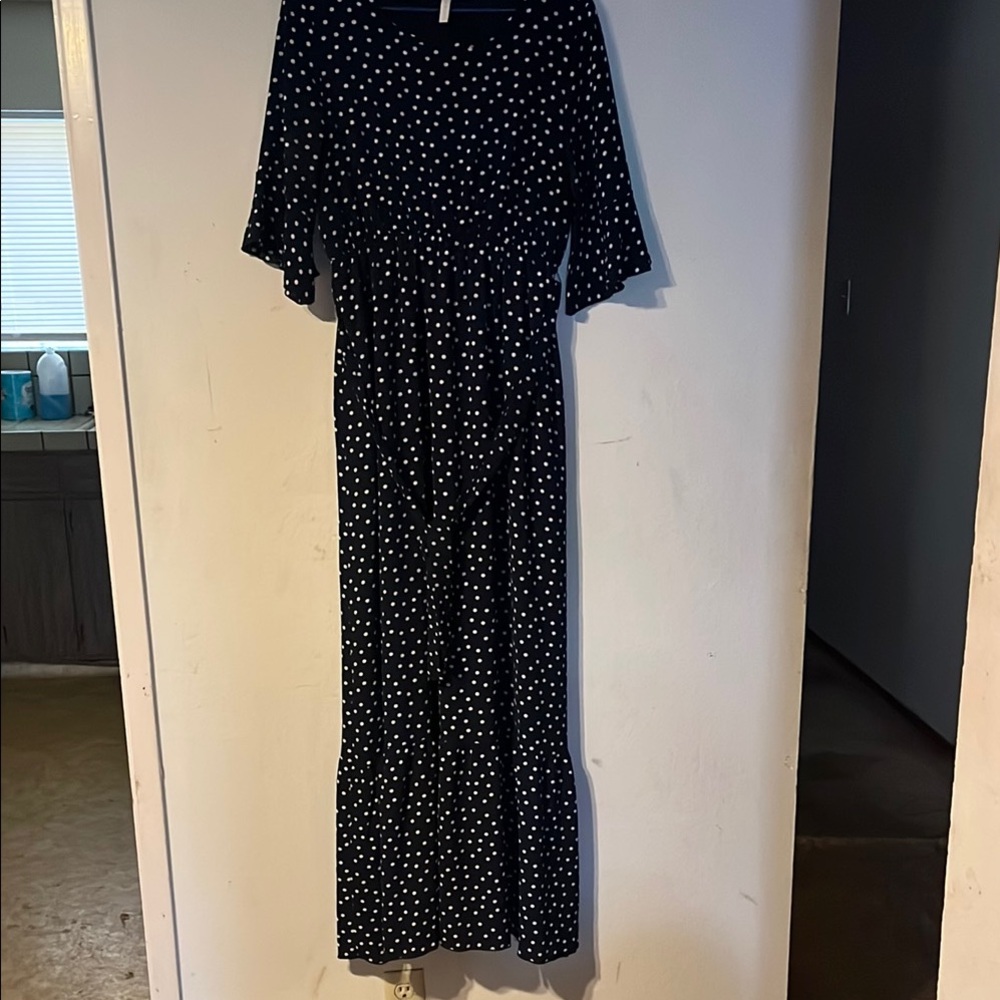 Elegant Black and White Polka Dot Dress